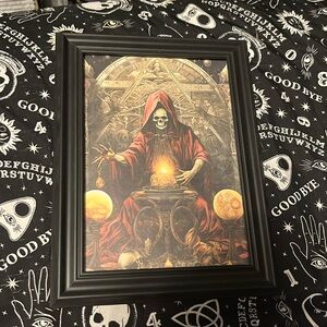 Halloween Creepy Witch Grim Reaper 5x7 Framed Picture Punk Horror Goth